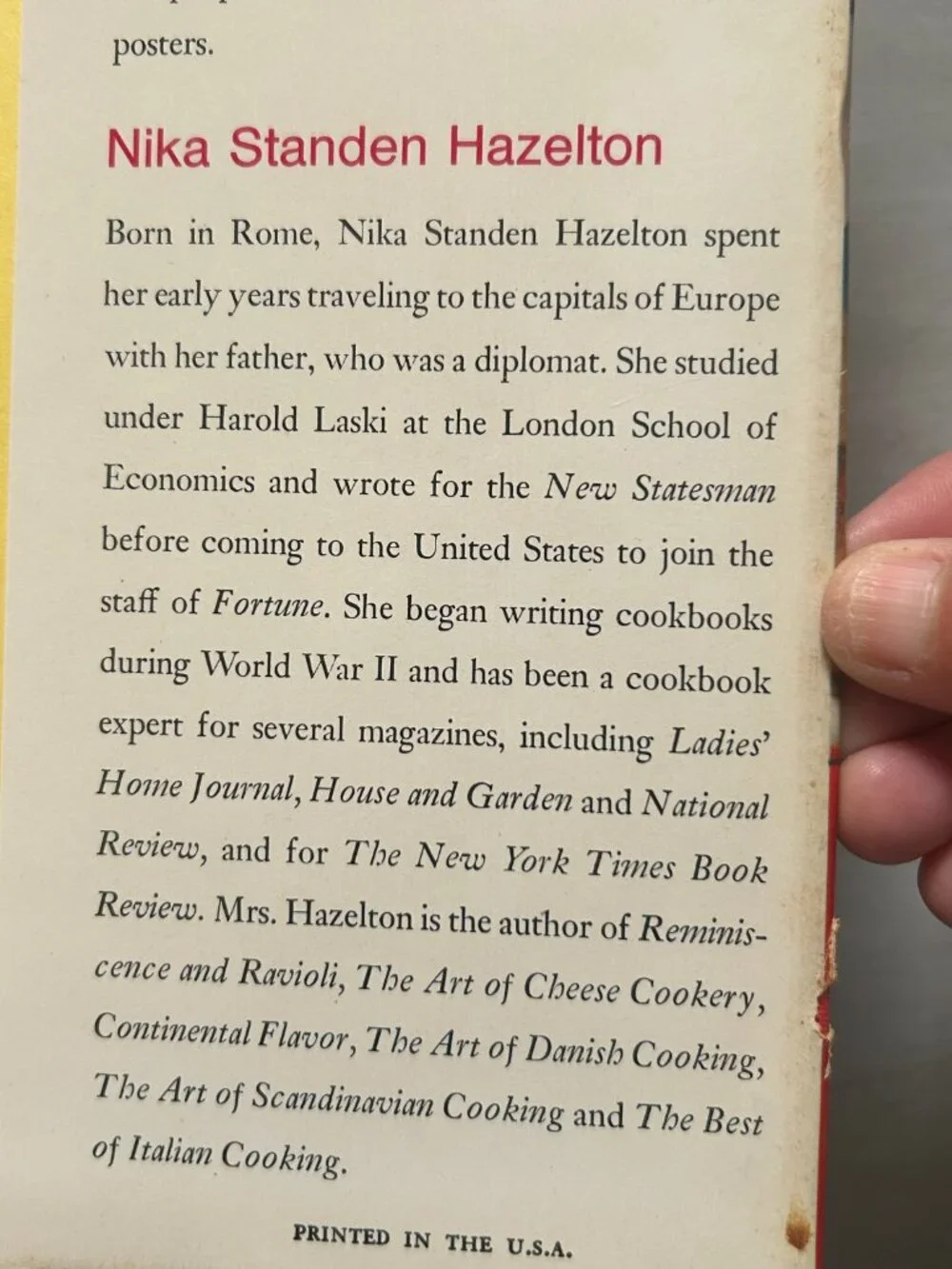 Vintage 1967 The Swiss Cookbook First Edition Hardcover  Nika Standen Hazelton